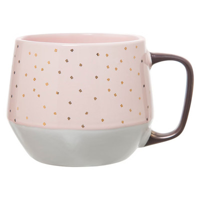 Threshold Tapered Base Mug 21oz Stoneware Set of 4- Pink/Gold Dots
