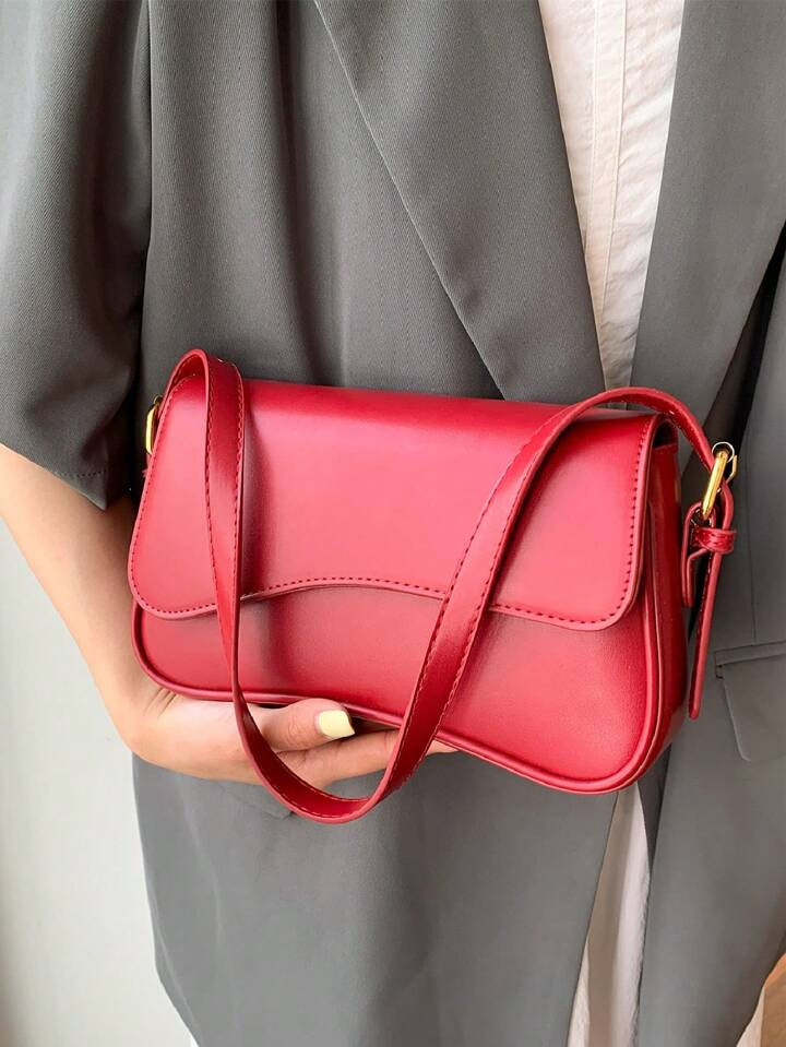 Irregular Flap Square Bag With Shoulder Strap, For Daily Travel, Crossbody Or Shoulder Bag, Struc... | SHEIN