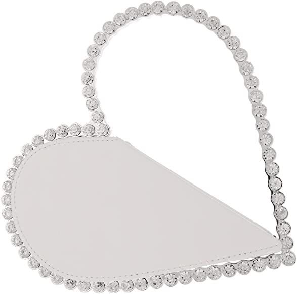 Women's Evening Clutch Bag, Heart Shape Rhinestone Diamond Clutch Purse Wedding Party Purse Handbag  | Amazon (US)