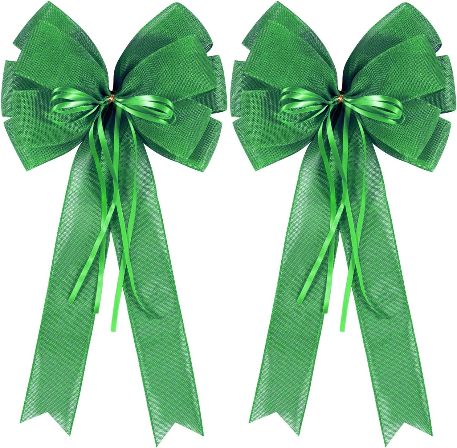 2 PCS Green St Patricks Day Wreath Bow Decor,St Patricks Day Tree Topper Bow Decorations,Decorative Bow with Green Burlap and Glitter String for Holiday Home Front Door Outdoor | Amazon (US)