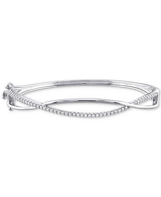 Moissanite Crossover Bangle Bracelet (1/2 ct. t.w.) in Sterling Silver - Macy's | Macy's