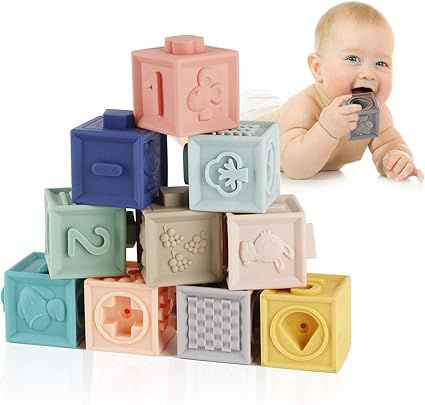 Amazon.com: Mini Tudou Baby Blocks Soft Building Blocks Baby Toys Teethers Toy Educational Squeez... | Amazon (US)