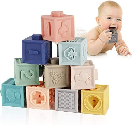 Mini Tudou Baby Blocks Soft Building Blocks Baby Toys Teethers Toy Educational Squeeze Play with ... | Amazon (US)