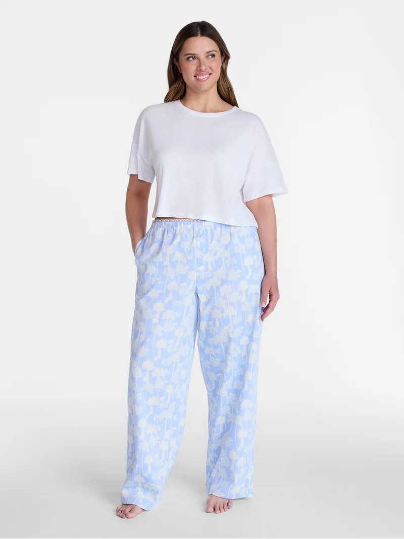 Joyspun Women's Poplin Pajama Pants, 31'' Inseam, Sizes XS-3X | Walmart (US)