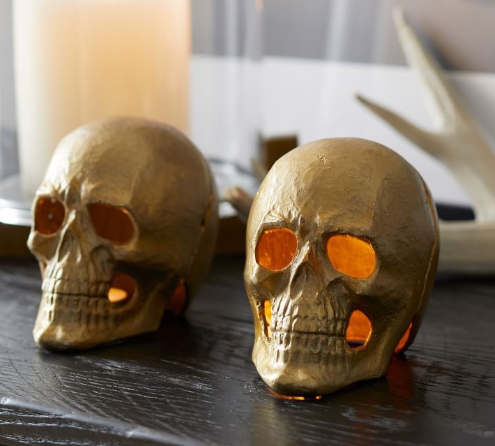 Brass Skull Votive Candle Holder | Pottery Barn (US)