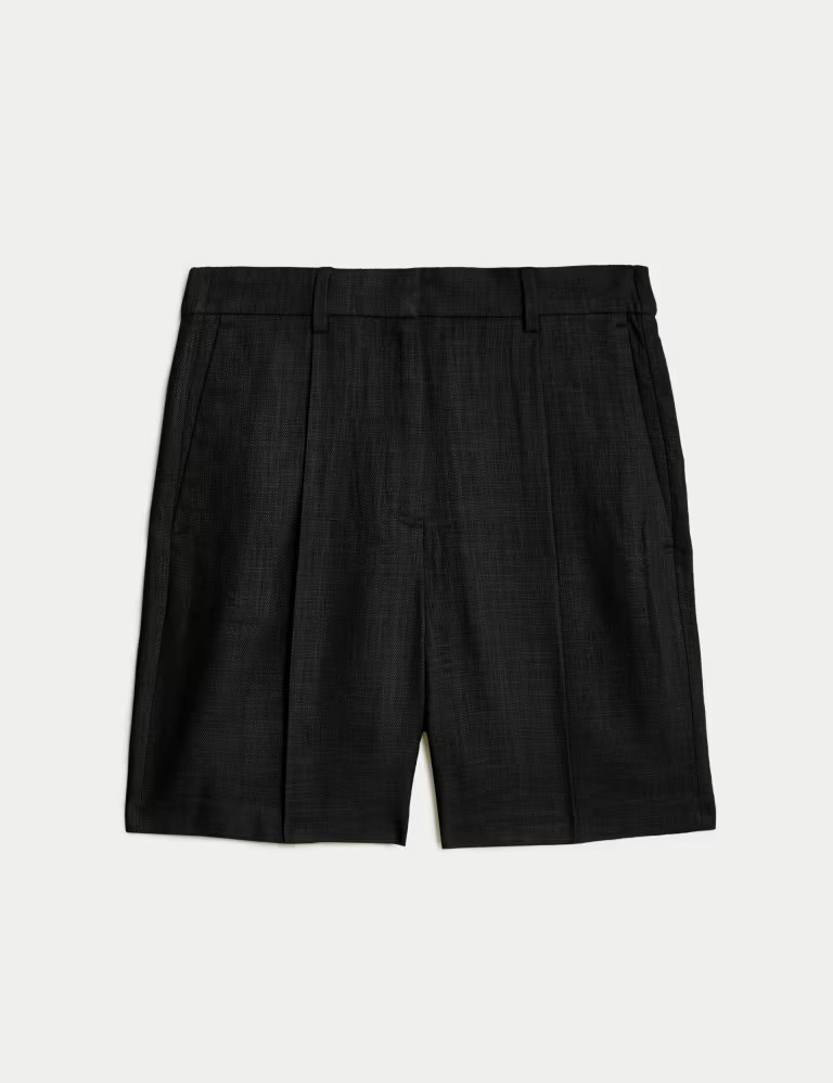 Linen Rich High Waisted Pleat Front Shorts | Marks & Spencer (UK)