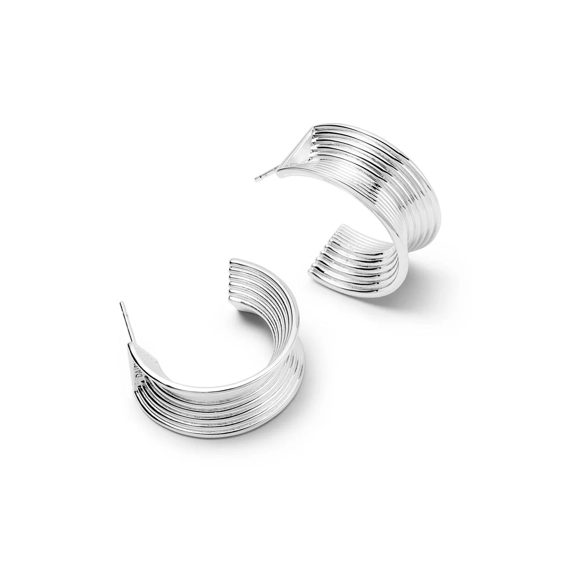 Polly Sayer Chunky Tidal Hoop Earrings Silver Plate | Daisy London Jewellery