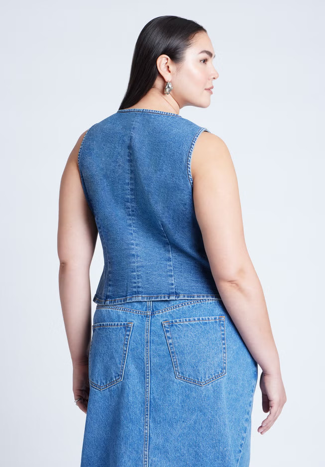 Tie Front Denim Vest | Eloquii
