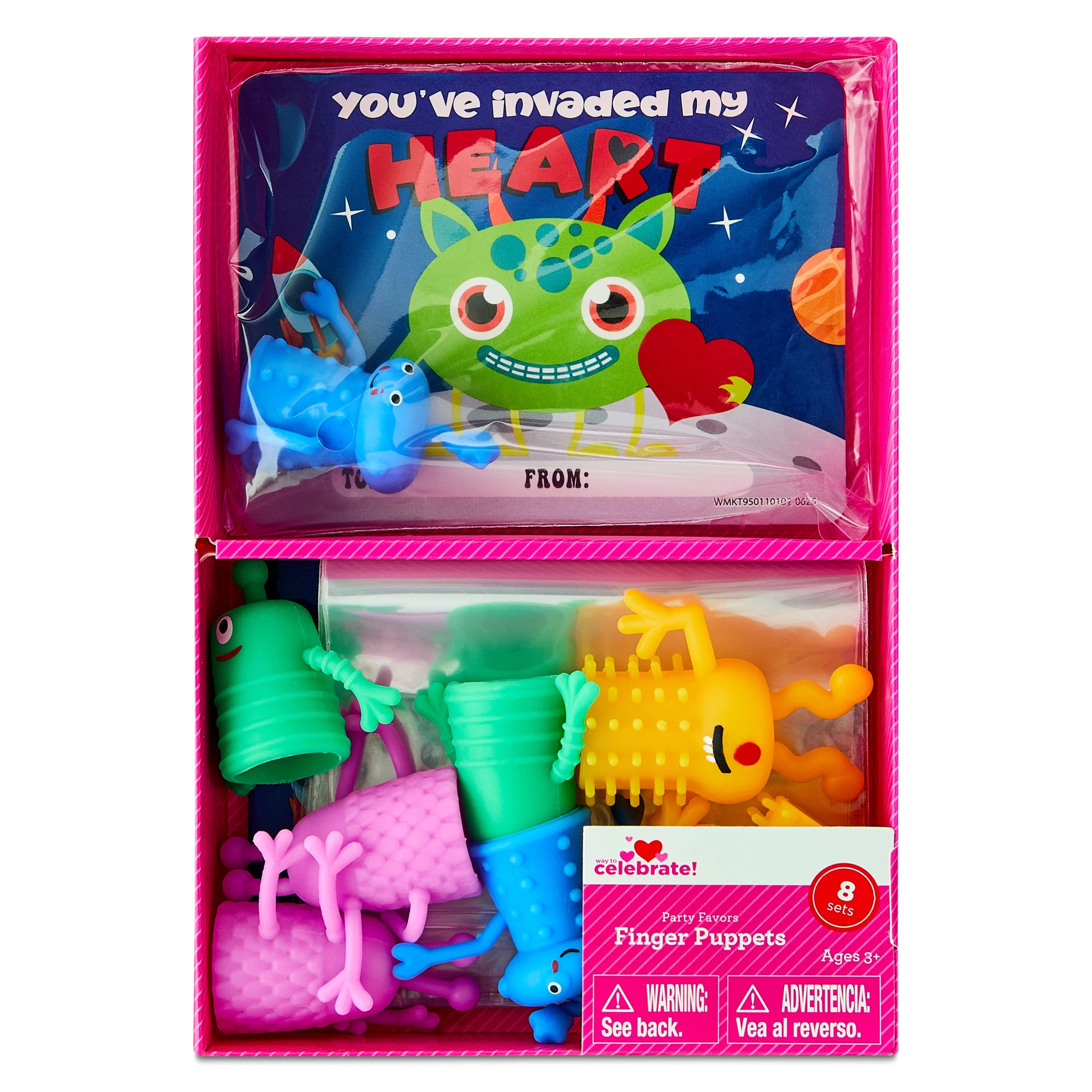 Alien Finger Puppet Party Favors, Multicolor, 8 Count, Valentine's Day by Way To Celebrate | Walmart (US)