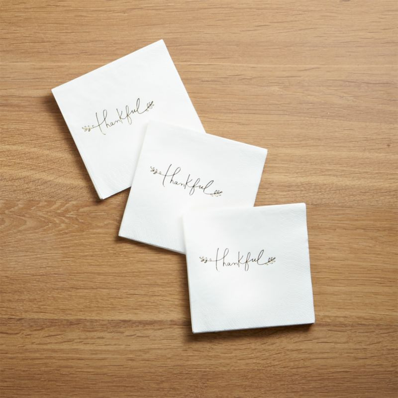 Thankful Paper Beverage Napkins, Set of 20 | Crate & Barrel