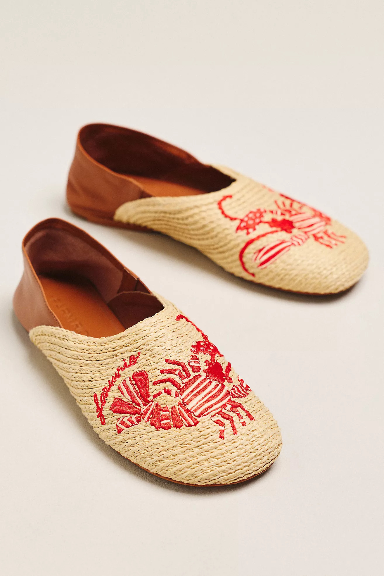 Farm Rio Lobster Raffia Flats | Anthropologie (US)