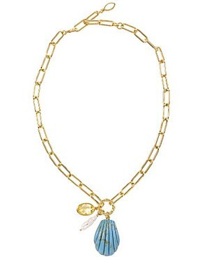 Mignonne Gavigan Natalia Charm Short Statement Shell Pendant Necklace - Gold/Blue | Dillard's