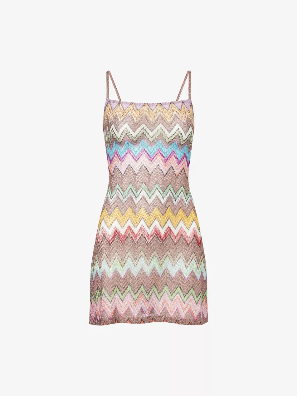 Chevron Sleeveless Metallic-Knit Mini Dress | Selfridges