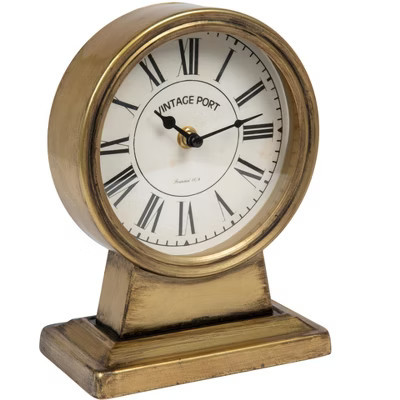 Storied Home Decorative Metal Mantel Clock, Gold Finish | Target
