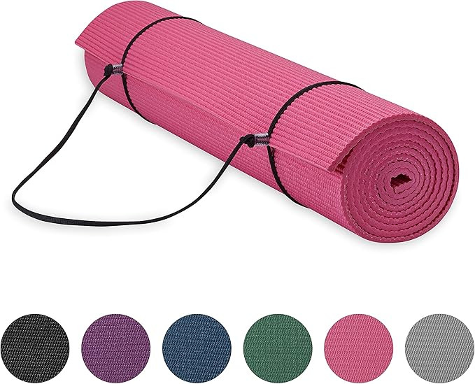 Gaiam Essentials Premium Yoga Mat with Yoga Mat Carrier Sling (72"L x 24"W x  1/4 Inch Thick) | Amazon (US)