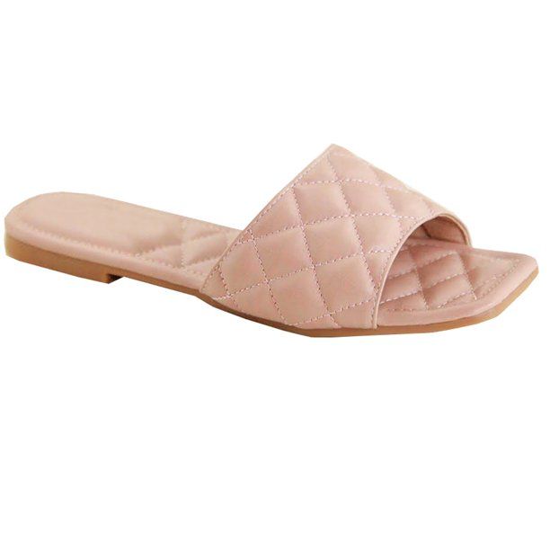 New Women's Braided Quilted Single Band Strap Flat Square Toe Open Slide Sandal (FREE SHIPPING) | Walmart (US)