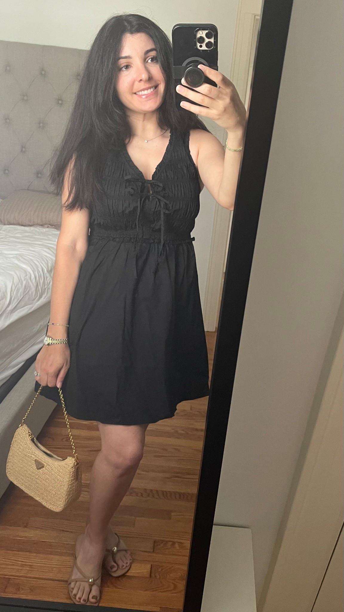 Summer dress
Summer outfit
Little black dress
Bow dress
raffia bag
Sandals
OOTD
Outfit of the day
My style

#LTKFindsUnder100 #LTKItBag #LTKFindsUnder50