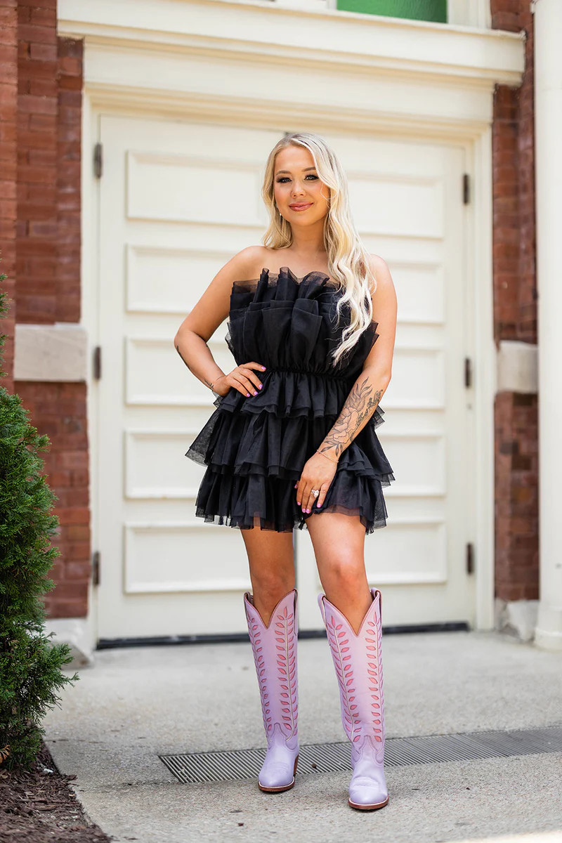 BuddyLove | Powder Puff Strapless Tulle Mini Dress | Black | BuddyLove