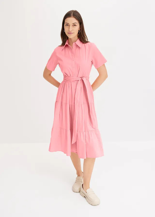 Overhemdjurk van een elastische katoenmix soft roze | Bonprix NL (Influencer)