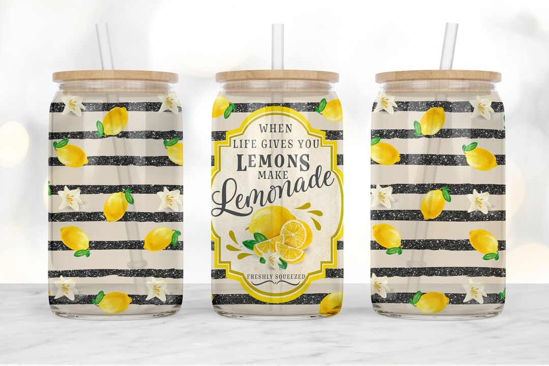 16 Oz Glass Tumbler With Lemonade Design Eco-friendly Drinkware - Etsy | Etsy (US)