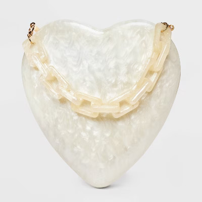 Pearl Heart Minaudiere Top Handle Bag - A New Day™ Cream | Target