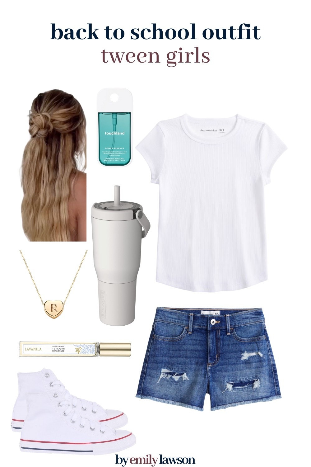 7/30/25 Classic tween outfit staples that never go out of style 🤍 A crisp white tee, denim shorts, and high-top Converse: easy, timeless, and comfy for summer or back to school. We added a simple necklace to finish the look.
#TweenStyle #TweenOutfits #BackToSchoolStyle #ClassicBasics #LTKKids #LTKBackToSchool  #ConverseStyle #EverydayOutfit #DenimShorts #WhiteTeeStyle

#LTKKids #LTKFindsUnder50