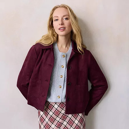Women's LC Lauren Conrad Swing Faux Suede Swing Jacket, Size: XL, Virginia Green | Kohl's
