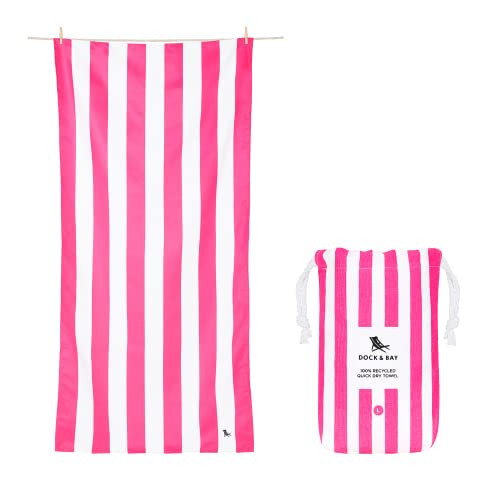 Dock & Bay Beach Towel - Quick Dry, Sand Free - Compact, Lightweight - 100% Recycled - Includes Bag - Cabana - Phi Phi Pink - Large (160x90cm, 63x35) | Amazon (US)