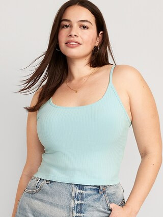 Strappy Rib-Knit Cropped Tank Top for Women | Old Navy (US)