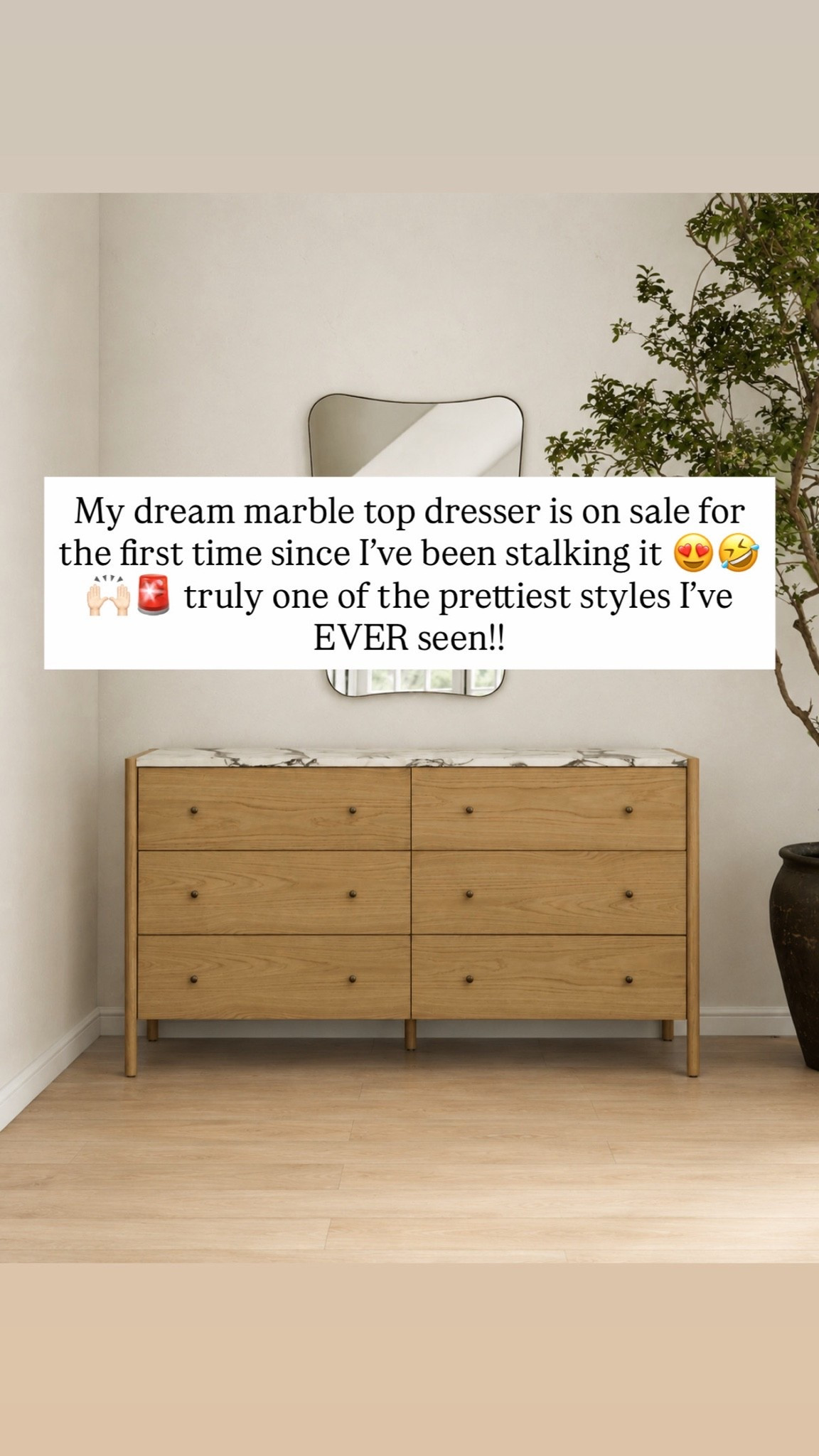 My dream marble top dresser is on sale for the first time since I’ve been stalking it 😍🤣🙌🏻🚨 truly one of the prettiest styles I’ve EVER seen!!