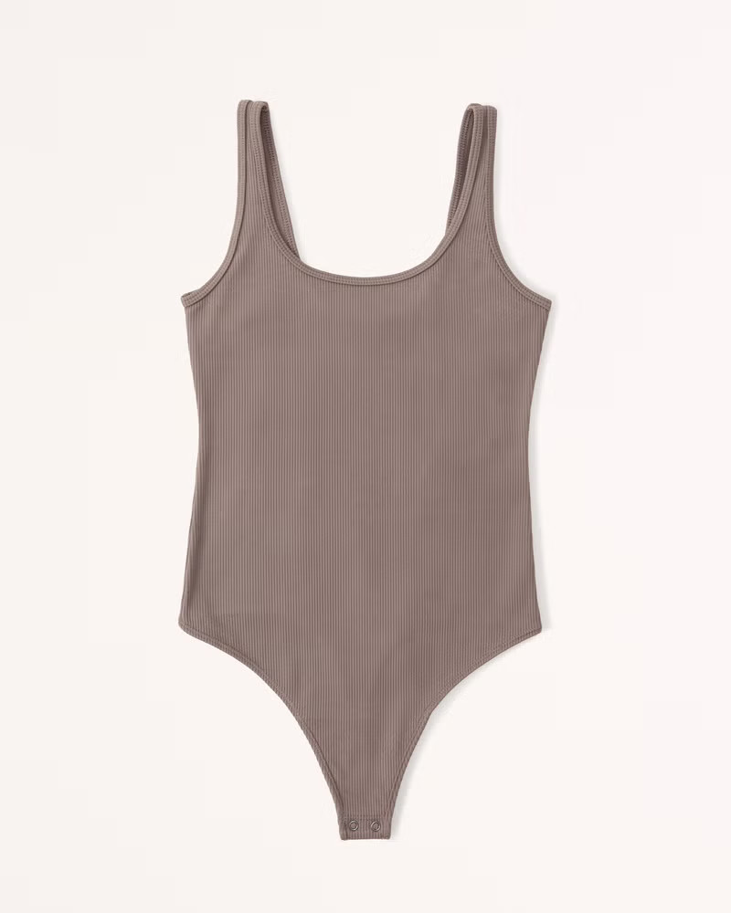 Abercrombie & Fitch Women's Seamless Rib Fabric Scoopneck Bodysuit in Brown - Size XL | Abercrombie & Fitch (US)