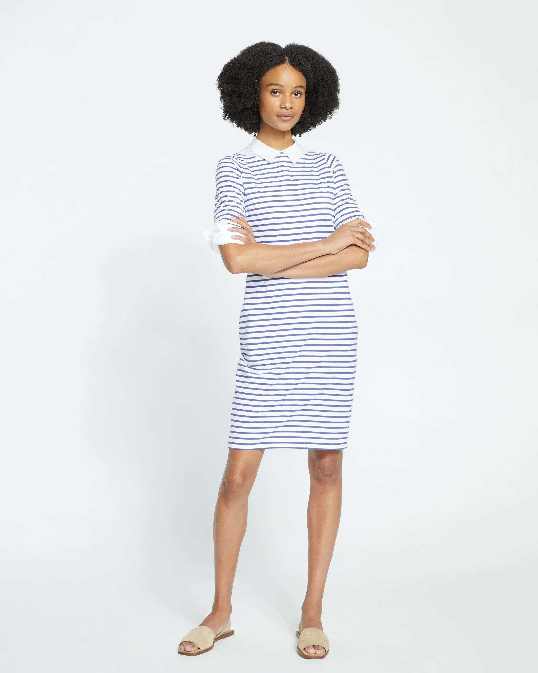 Belle Breton-Stripe Compact Jersey Dress | Universal Standard