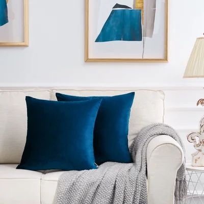 Diyari Square Velvet Pillow Cover Latitude Run® Color: Navy, Size: 20'' x 20'' | Wayfair North America