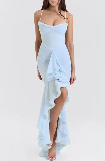HOUSE OF CB Gabbi Ruffle Mesh High-Low Cocktail Dress | Nordstrom | Nordstrom