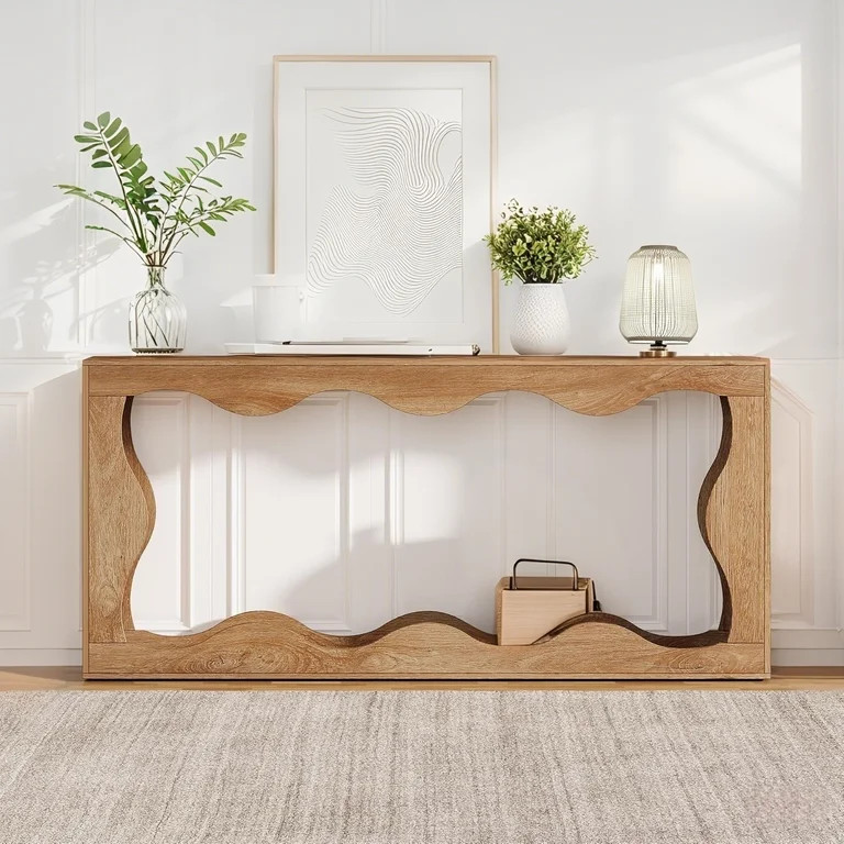 Tribesigns Farmhouse Console Table, 63-Inch Scalloped Console Table, Industrial Wooden Wavy Conso... | Walmart (US)