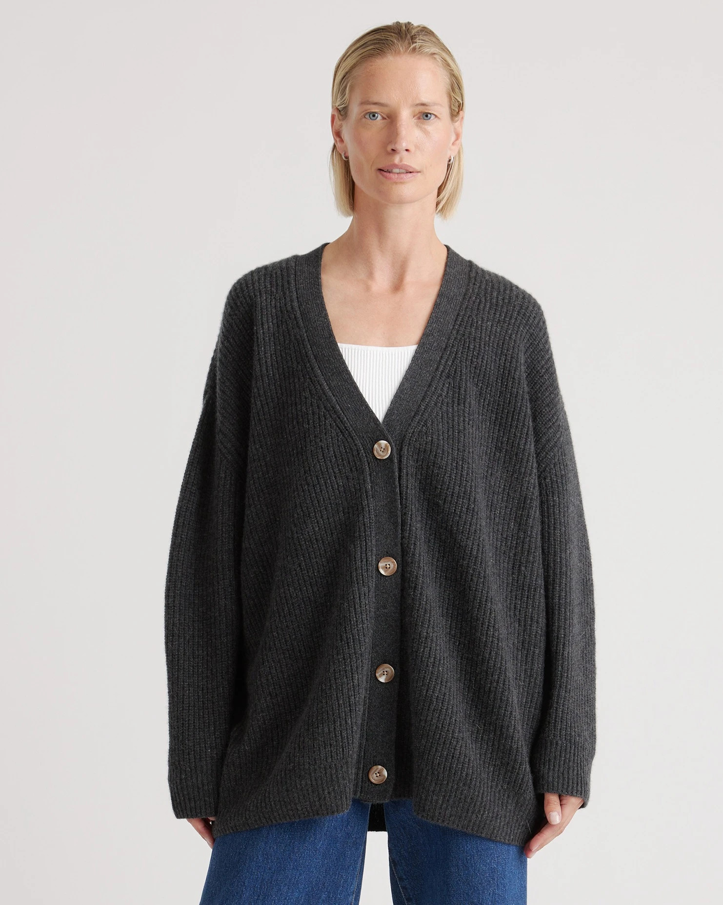 Mongolian Cashmere Oversized Boyfriend Cardigan Sweater | Quince