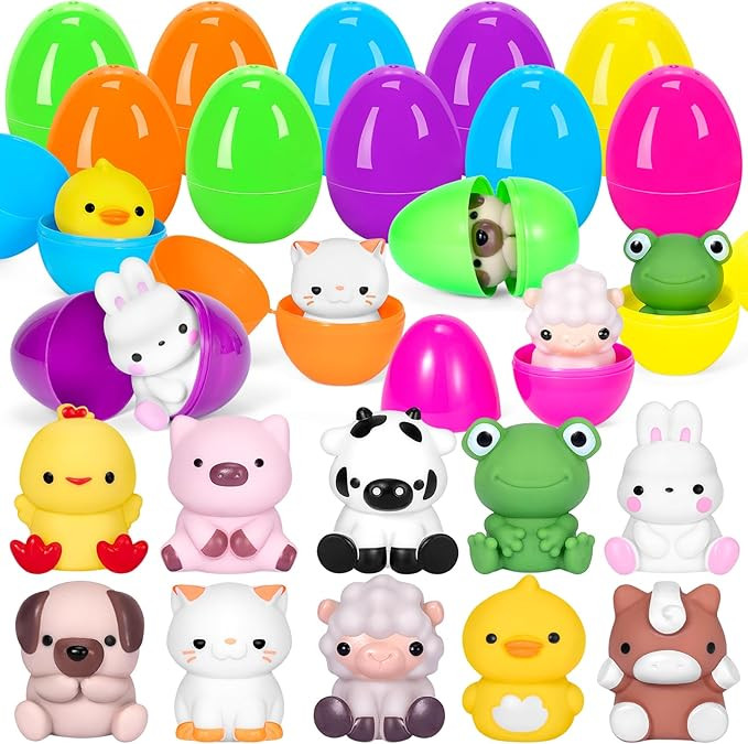 10 PCS Prefilled Easter Eggs with Animal Finger Puppets Toys Easter Basket Stuffers Fillers for T... | Amazon (US)