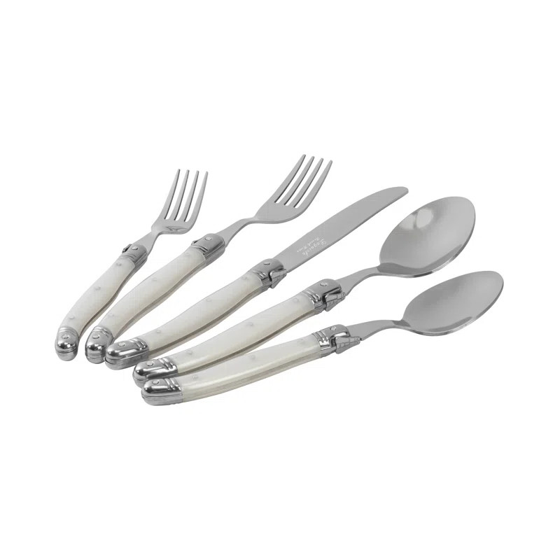 French Home Laguiole Stainless Steel Flatware Set, Service For 4 Pearl White | Wayfair North America