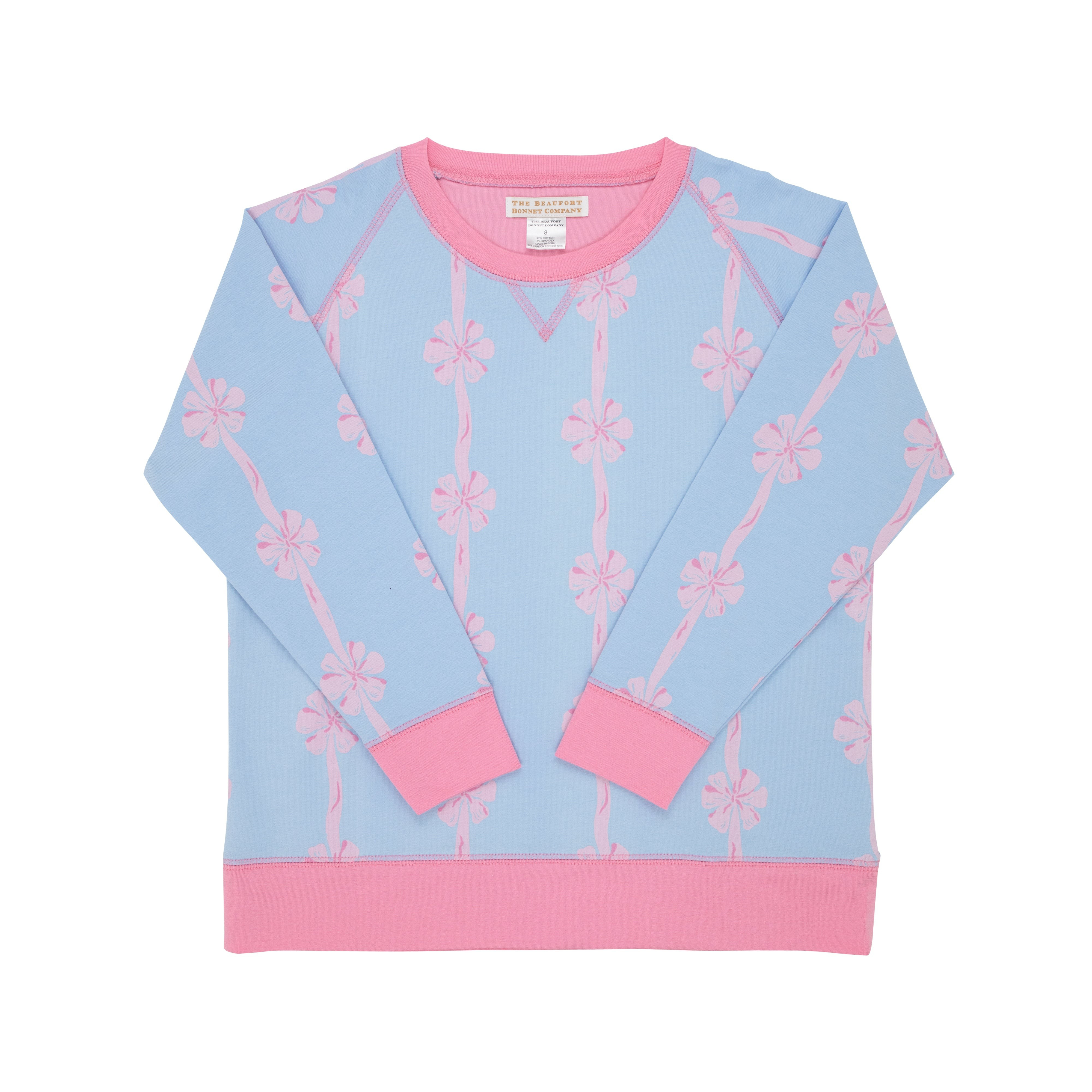 Cassidy Comfy Crewneck - No Bow, No Go with Hamptons Hot Pink | The Beaufort Bonnet Company