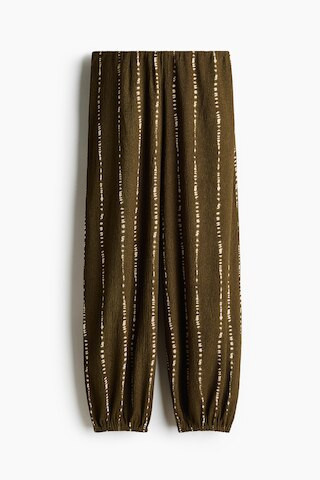 H & M - Crinkled Balloon-Leg Pants - Dark Khaki Green/Tie-Dye | H&M (US + CA)
