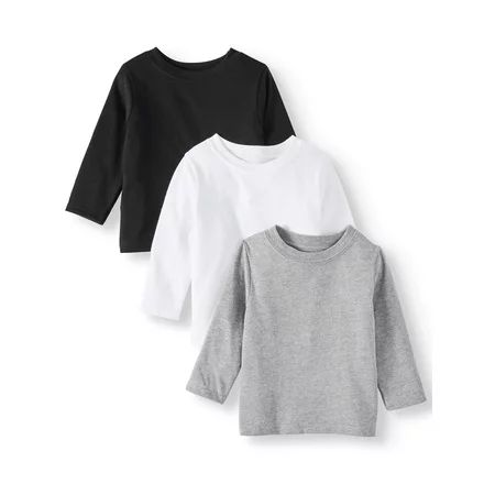 Baby Boy Long Sleeve Solid T Shirts, 3pc Multipack | Walmart (US)