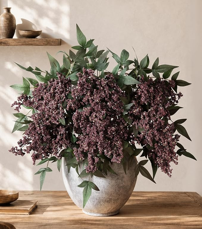 Fake Flowers 35 Inch Berry Stems Faux Flowers for Vase 3 Pcs Realistic Faux Berry Spray for Home ... | Amazon (US)