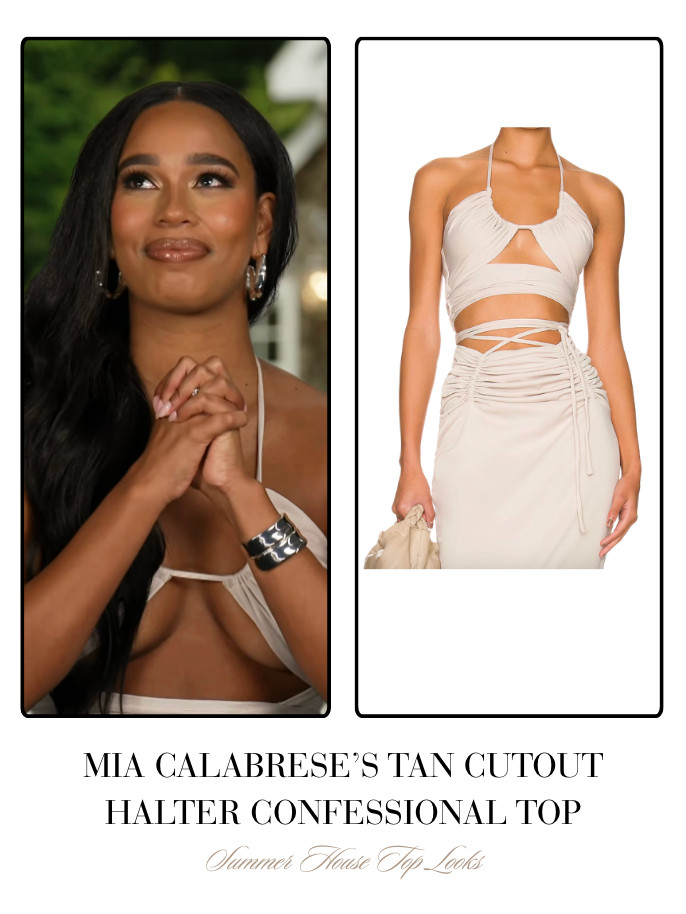 Mia Calabrese's Tan Cutout Halter Confessional Top 

 