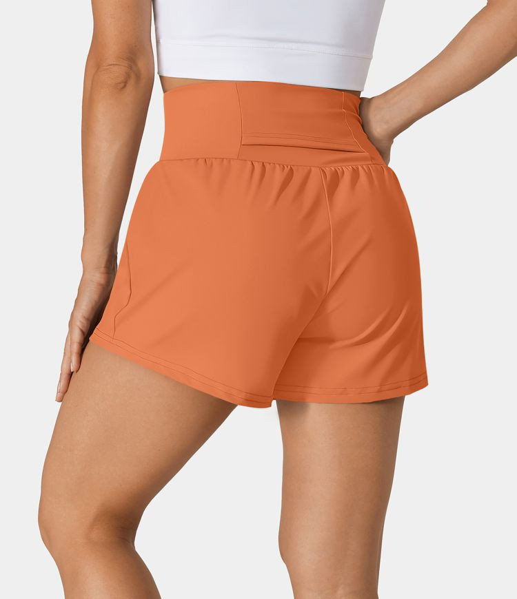 Women’s Super High Waisted Back Pocket & Side Hidden Pocket 2-in-1 Yoga Shorts 2.5" - Halara | HALARA
