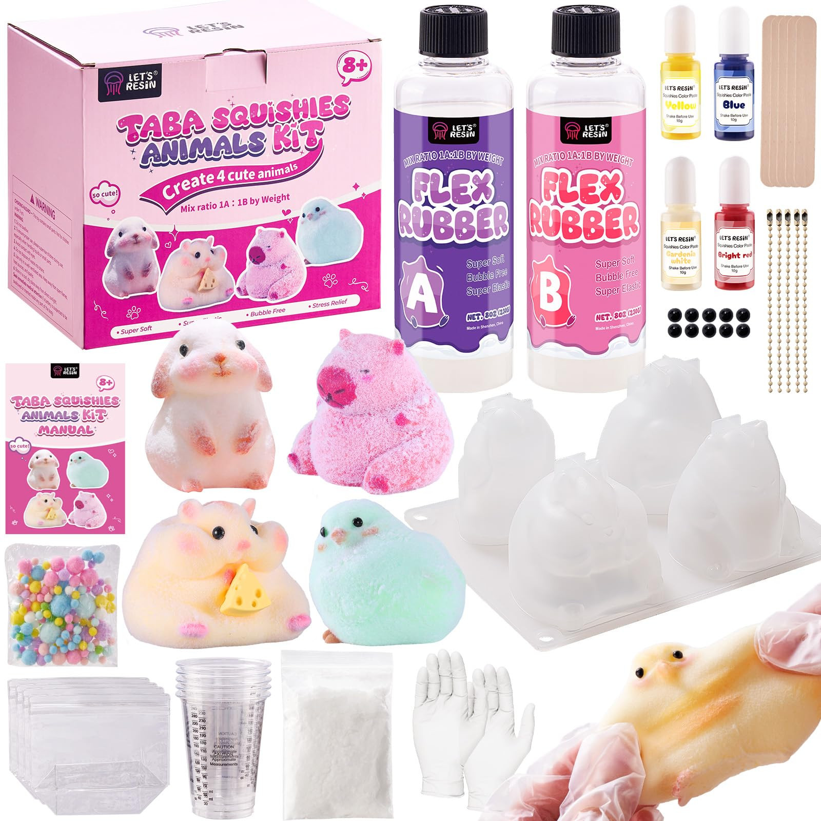 LET'S RESIN Flex Rubber for Taba Squishy Kit, All-in-one Beginner Kit for Squishy Maker, with 16o... | Amazon (US)