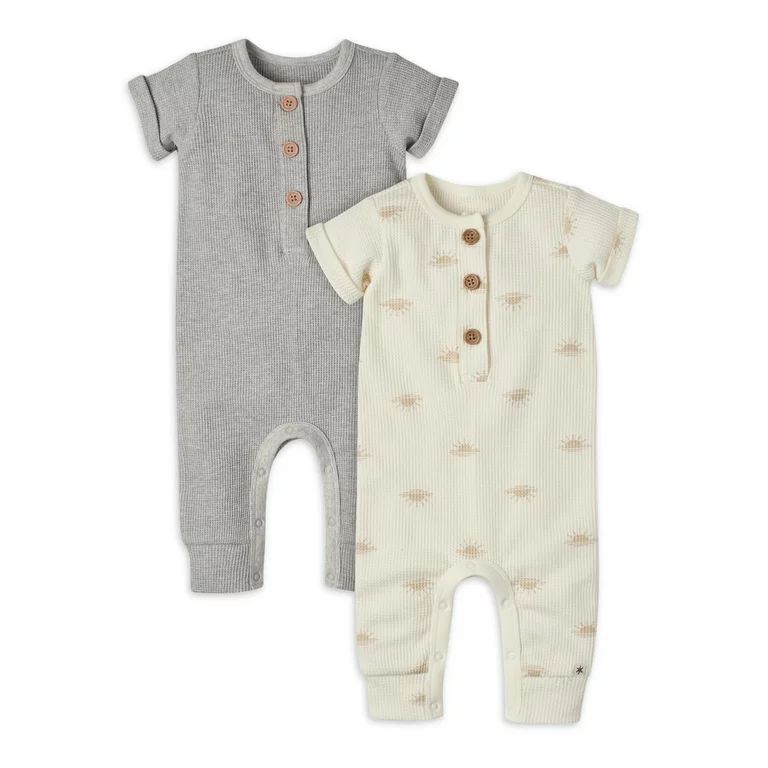 Modern Moments by Gerber Baby Girl Waffle Romper, 2-Pack, Sizes 0/3 -24 Months | Walmart (US)