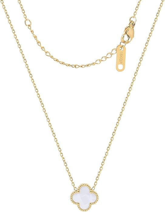18K Gold Plated Clover Necklace for Women Four Leaf Clover Necklace Flower Lucky Double Sided Pen... | Amazon (US)