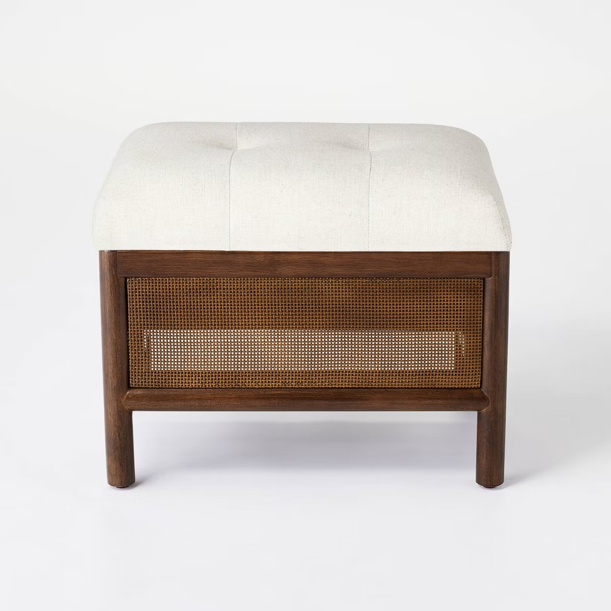 Woodspring Cane Base Ottoman Dark Walnut/Cream - Threshold™ designed with Studio McGee | Target
