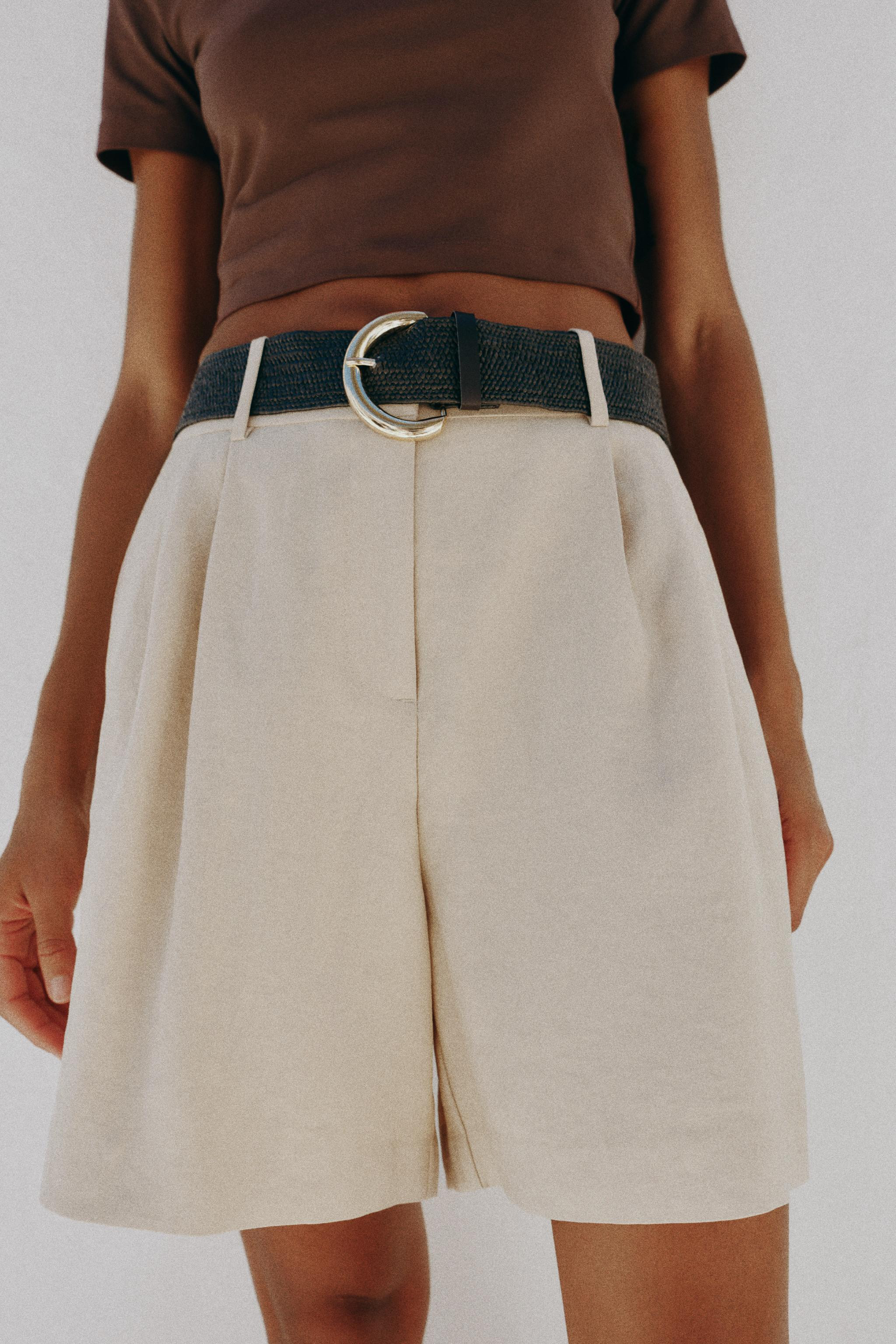 PLEATED BELTED SHORTS | Zara US