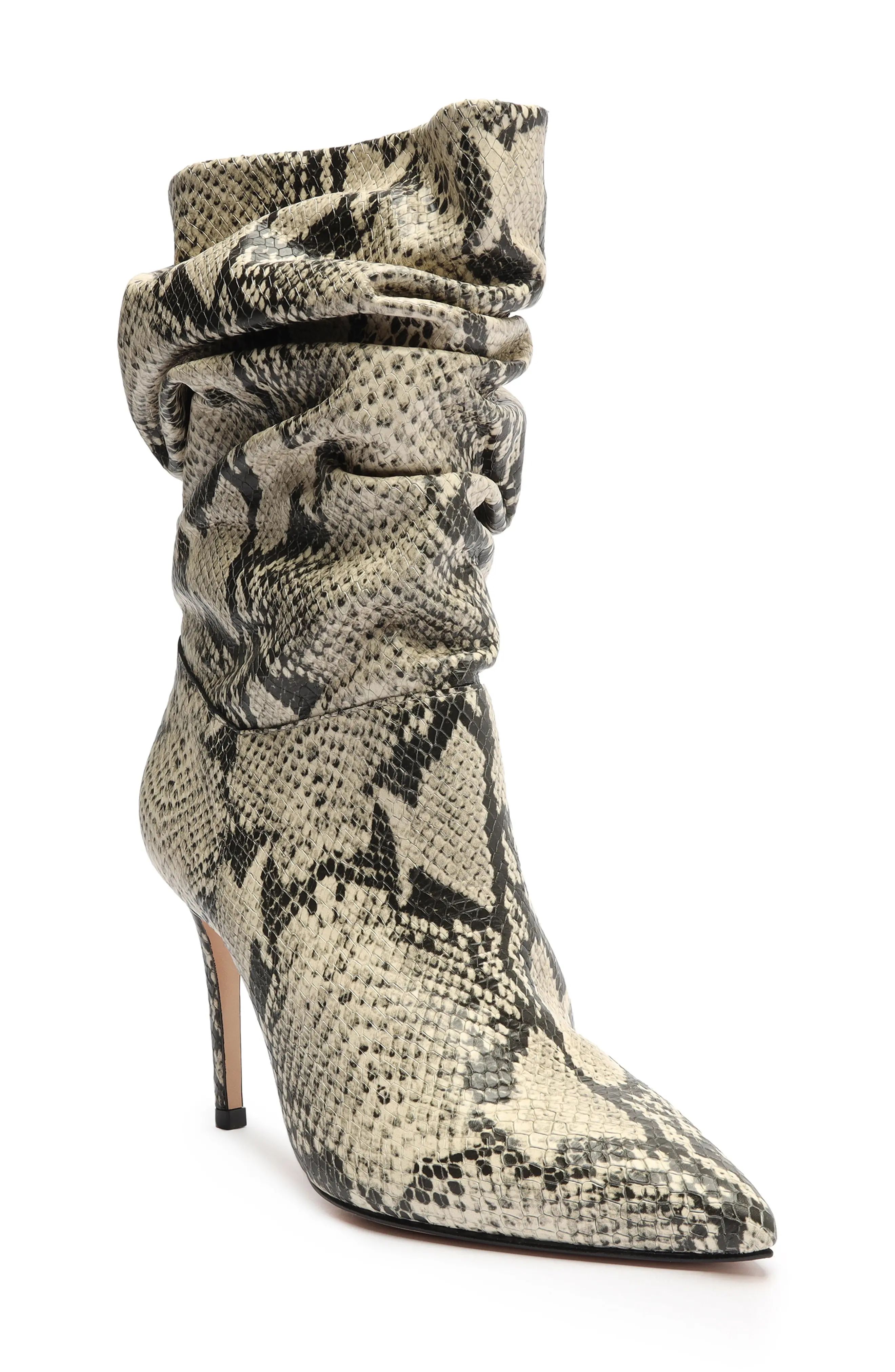 Schutz Ashlee Snakeskin Print Boot, Size 7.5 in Natural at Nordstrom | Nordstrom